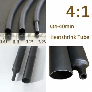Schwarz 4/6/8/12 mm-40 mm Schrumpfrohr Hülle Kleber gefüttert Wasserdicht 4:1 - Bild 1 von 6
