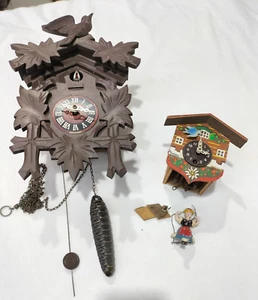 Vintage 2x Cuckoo Clock x2 Made Germany Helmut Kammerer +1 Swinging Girl - AF - Bild 1 von 8