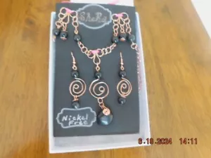 Natural Obsidian Beads Beautiful Necklace And Earring Set Handmade By SheRa - Picture 1 of 1
