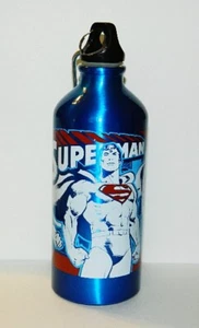 Superman Figure Collage 20 oz Aluminum Blue Water Bottle, NEW UNUSED - Picture 1 of 1