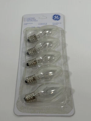 5-Pack GE 5-Watt C-7 Cool Bright Replacement Bulbs  New In Box 2008 - Image 1 of 3