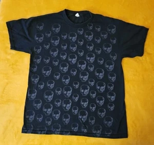 T-shirt nera teschio vintage anni 90 AOP Alstyle taglia large - Foto 1 di 7