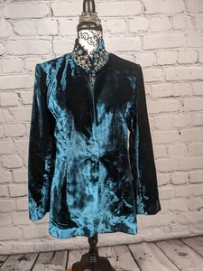 Soft Surroundings women's long sleeve lined beaded button front jacket sz s BBIN - Picture 1 of 10