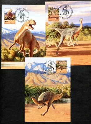 AUSTRALIA 1993, PREHISTORIC ANIMALS, DINOSAURS, Scott 1342-1347 on 6 MAXI CARDS - Image 1 of 2
