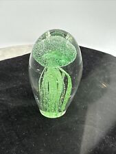Glass Jellyfish Art Figurine Green 4”