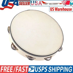 Pandereta de mano de 8" de una fila con jingles de metal marco de madera para niños adultos K9Y2 - Imagen 1 de 10