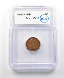 1909-S VDB Lincoln Wheat Cent VG10 ICG *1085 - Picture 1 of 3