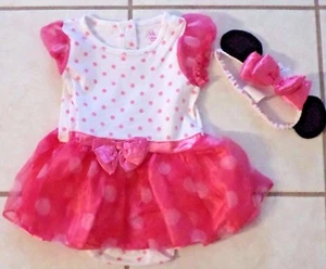 GIRLS SIZE 9-12 MONTHS DISNEY STORE MINNIE MOUSE COSTUME DRESS & HEADBAND NWT - Picture 1 of 2