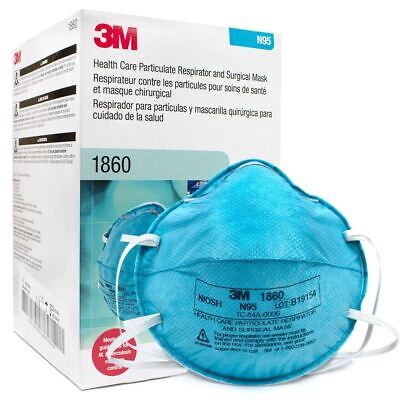 New 3M 1860 N95 NIOSH Adult Face Mask Particulate Respirators, 20 Per Box • 16.99$
