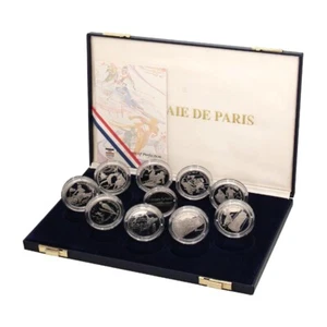 France Winter Olympics Albertville 9 Coins 1992 Silver Proof Set Mint Case & COA - Picture 1 of 4