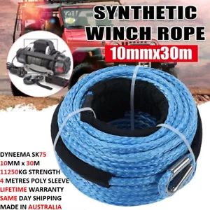 Winch Rope 10mm x 30m Synthetic Dyneema SK75 Tow Recovery Cable 4WD - Picture 1 of 6