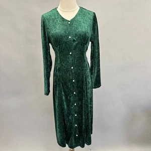 Vintage 90s Rampage Green Velvet Floral Whimsygoth Grunge Dress Womens Size 16 - Picture 1 of 16