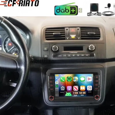 DAB+ Android 15 Autoradio Carplay GPS Navi für Skoda Fabia 2 2007-2013 + Kamera - Bild 1 von 4