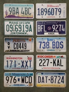 Nummernschild Basteln LOT 10 gemischte Kennzeichen 2004 Pennsylvania Montana Veteran Maine - Bild 1 von 1