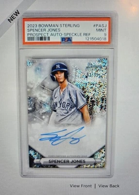 Spencer Jones - 2023 Bowman Sterling Prospects Speckle Refractor Auto /99 PSA 9 - Image 1 of 2
