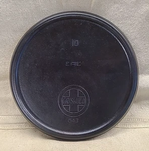 GRISWOLD ERIE #10 - 843 CAST IRON DUTCH OVEN CAMP LID-LARGE SLANT LOGO -RESTORED - Picture 1 of 6