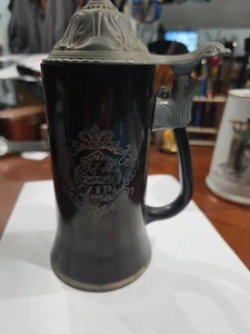 antique german lidded beer steins vintage Dimpled Bottom - Picture 1 of 5