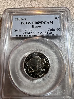 2005 S 5C Bison Jefferson Nickel PCGS PR69DCAM - Image 1 of 2