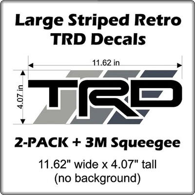 Adesivos listrados estilo retrô Toyota TRD LARGE PACOTE COM 2 letras TRD pretas 11,6" x 4" - Imagem 1 de 4