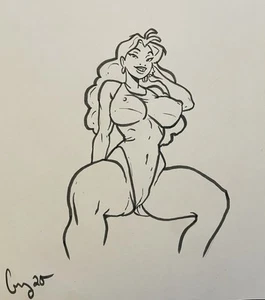 Original Art Hentai 8x11 Marker Drawing On Paper Nude Anime - Picture 1 of 1