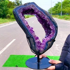 Ametista naturale 9,79 libbre geode quarzo cristallo a grappolo esemplare guarigione - Foto 1 di 20