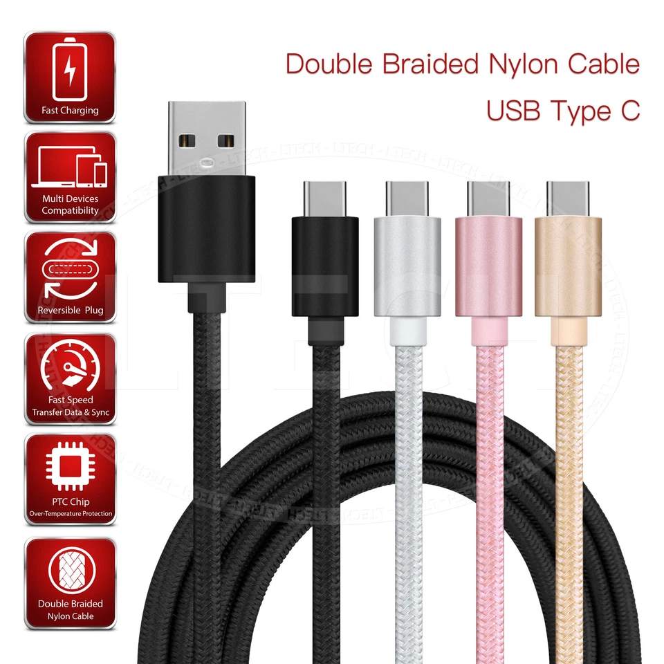 Charging Cable for Oneplus Phone USB-C Fast Charger Lead Braided Type C Cable - Image 1 of 1