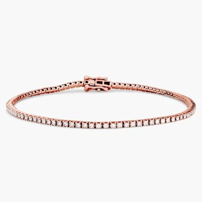 Brazalete de tenis de 2,00 quilates de 4 puntas, diamante natural, oro rosa de 14 k (SI, H-I) Foto 1 de 4