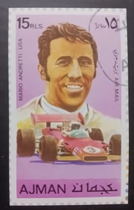 MARIO ANDRETTI - 1971 Ajman Champion Racing Drivers 15 RLS Stamp - Picture 1 of 3