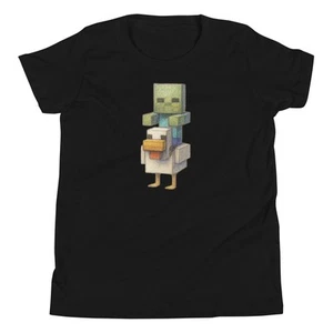 Youth Minecraft Chicken Jockey Shirt, Zombie Shirt, Funny Chicken Jockey - Picture 1 of 11