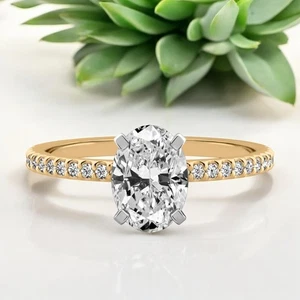 Engagement Diamond Ring 14k Yellow Gold Lab Grown Oval 1.25 Carat IGI Certified - Picture 1 of 11