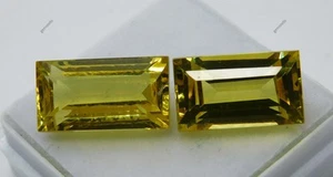 Yellow Sapphire Emerald Shape 18 Ct Natural Loose Gemstone Pair CERTIFIED - Picture 1 of 8