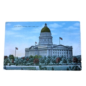 Utah State Capitol Salt Lake City  FABVINTY BARGAIN POSTCARD Damaged - Picture 1 of 4