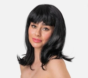 Glamour Wig Black Adult Women Accessory Fancy Dress 70's 80's 90's Pop wig - Picture 1 of 1