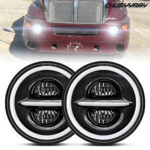 Pair 7" Inch H4 Round LED Headlights Hi/LO Sealed for Chevy Bel Air 1955-1957 - Picture 1 of 12