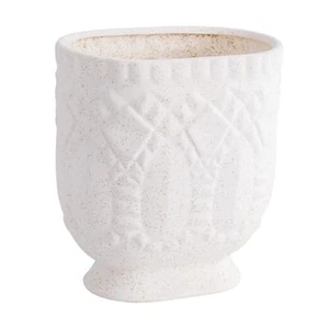 Bathroom Trash Can, Ceramic Wastebasket Garbage Container for Beige-white - Picture 1 of 8
