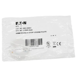 M22-XBK5 Eaton 22.5mm Legend Plate Round Yellow E-Stop  -IPC - Picture 1 of 2