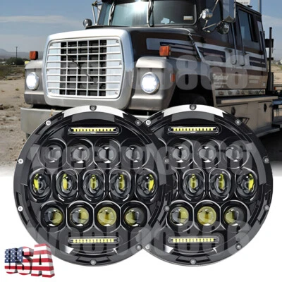ROUND 7"INCH CHROME LED HEADLIGHT PROJECTOR FOR FORD LN7000 LN8000 LN9000 TRUCKS - Image 1 of 4