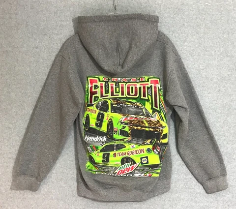 NASCAR Chase Elliott Mtn DEW Hoodie Mens Small Hendrick Motorsports Gray Sweater Cover