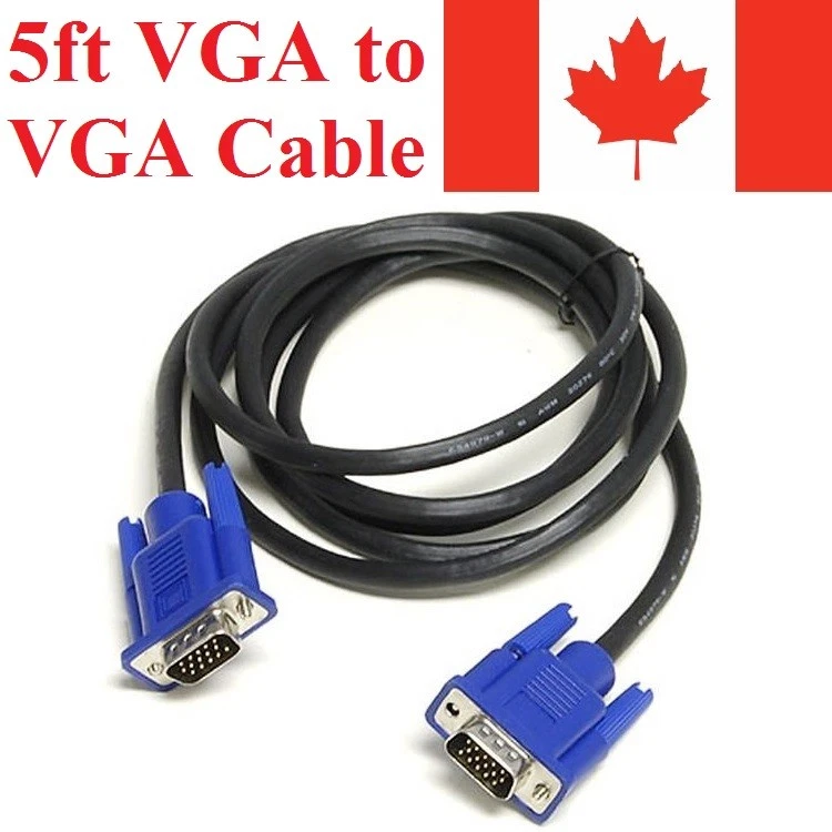 VGA to VGA Cable Male To Male 1.5m SVGA Monitor Cord Blue Plug for PC Computer - Image 1 of 3