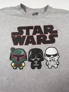 Star Wars Mens XL T-Shirt Mandalorian Darth Vader Storm Trooper Gray - Picture 1 of 7
