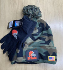 Salute to Service Cleveland Browns Beanie Hat Glove Set Camo NFL Football