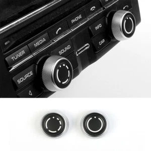 2 Piezas Plata y Negro ABS Coche Central Raido Volumen Perilla Actualización Para Macan 16 - Imagen 1 de 14