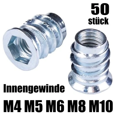 50x Einschraubmuffen Muffen Einschraubmuttern Gewindemuffe Sechskant Verzinkt - Bild 1 von 4