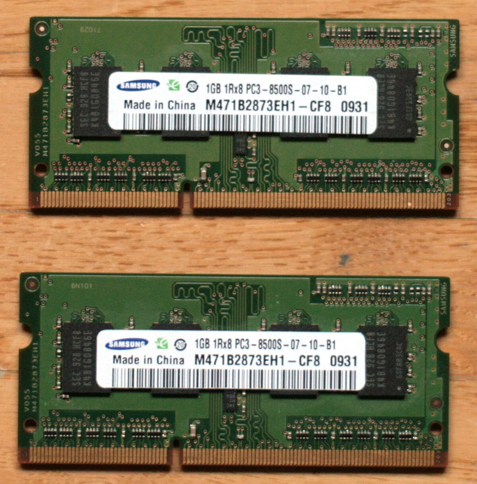 SAMSUNG • APPLE • MEMOIRE RAM • SODIMM • DDR3 8500S • 2 X 1 GO • 1066 MHZ - Photo 1/1