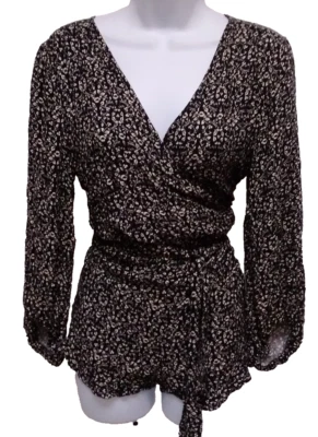 Mameluco American Eagle Damas Juniors Negro/Beige Paisley Envolvente Manga Larga Talla M Foto 1 de 4