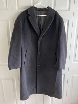 Vintage HUGO BOSS Mens Wool Over Coat 44R Black Classic Made Italy - Image 1 of 4