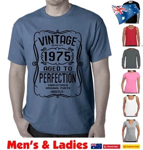 50th Birthday T Shirt 1975 Funny 50th Present Men's Ladies T shirts Singlets - Picture 1 of 33