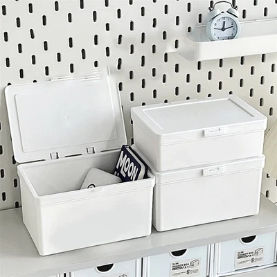 Home Organization Sundries Storage Desktop Organizer Dustproof Box White INS ♢ - Image 1 of 4