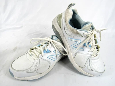 Tênis New Balance 857 Feminino 9 2E Largo Corrida Caminhada Conforto Branco Azul - Imagem 1 de 4
