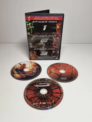 Spider-Man 1, 2, 3 Triple Feature Trilogy (DVD, 2013, 3-Disc Set) VG+ - Image 1 of 4